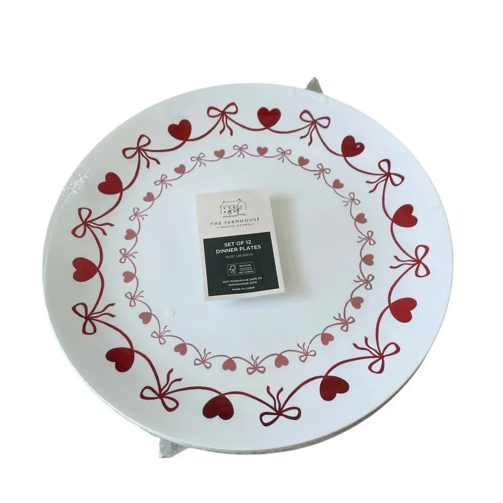 The Farmhouse Red Bow & Heart Border Disposable 10.25